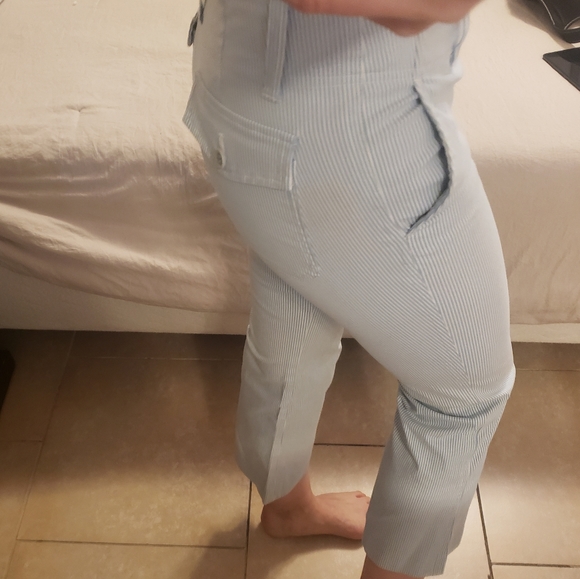Theory blue white striped cropped pants (0) - Picture 2 of 16